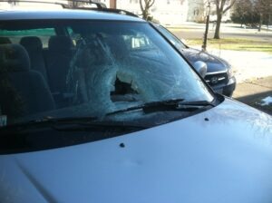 Meredith Nilan's vehicle after police say she ran over Peter Moore. (PLANET VALENTI)